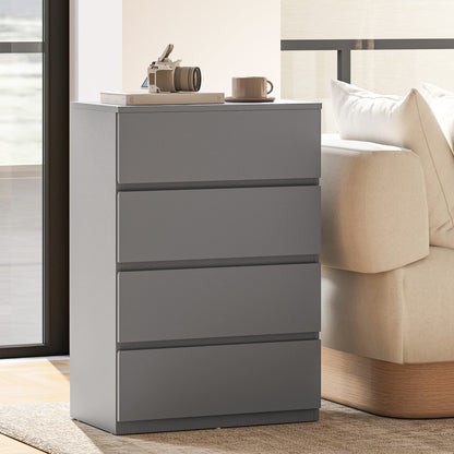 Bedroom Chest of Drawers, 4 Drawers Dresser, Drawer Unit, Grey