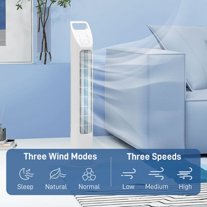 Oscillating Tower Fan Floor Fan with 4H Timer for Home Office White