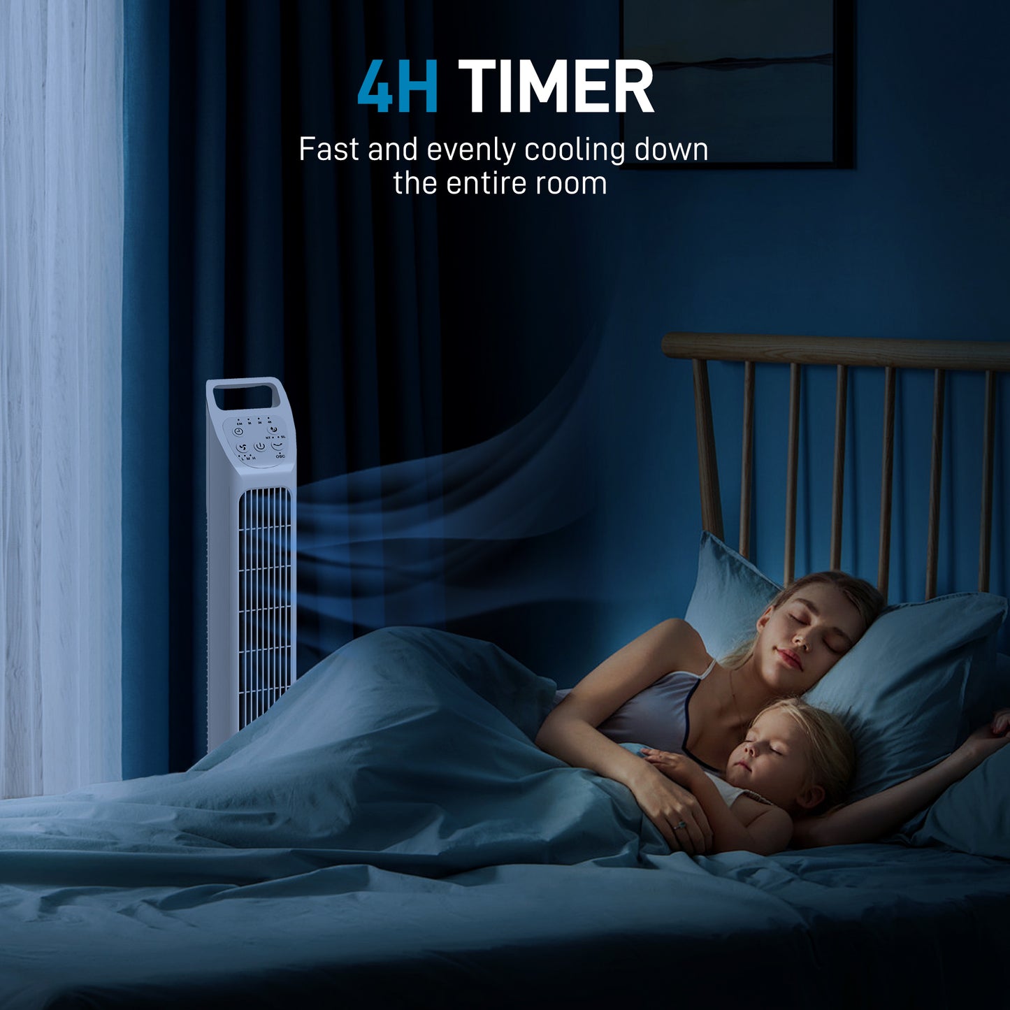 Oscillating Tower Fan Floor Fan with 4H Timer for Home Office White