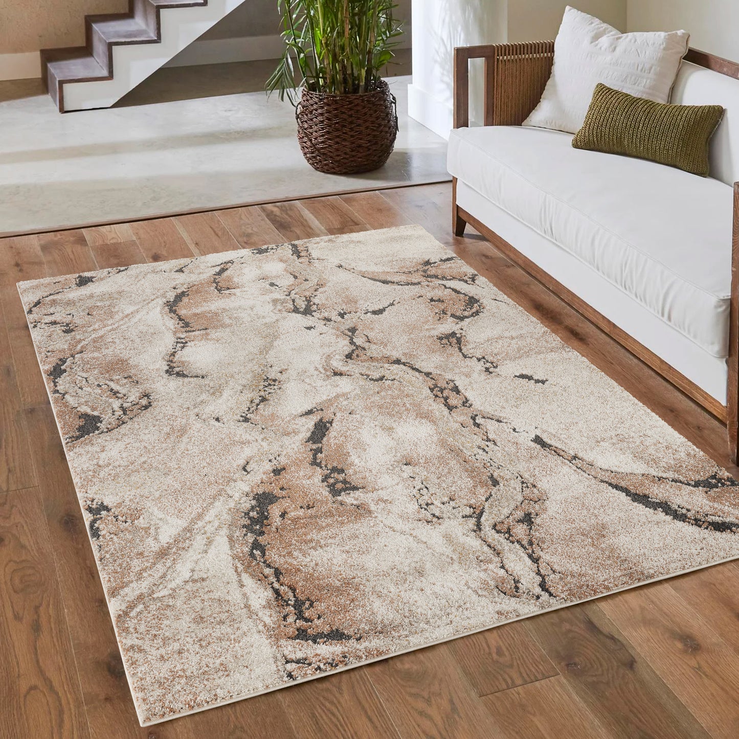 Essence Living Room Area Rug Oragnic Abstract Design Contemporary Hallway Rug - 4 Colours Available