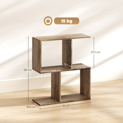 Narrow Side Table with Storage, Bedside End Table, Walnut Brown