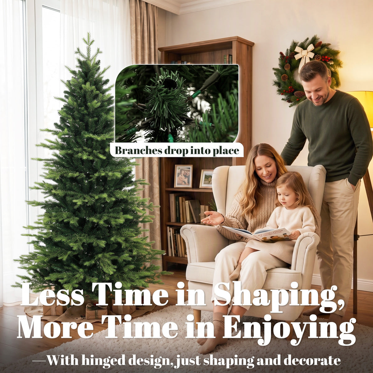 Geneva Fir Hinged Xmas Tree with 1610 Branch Tips, Green