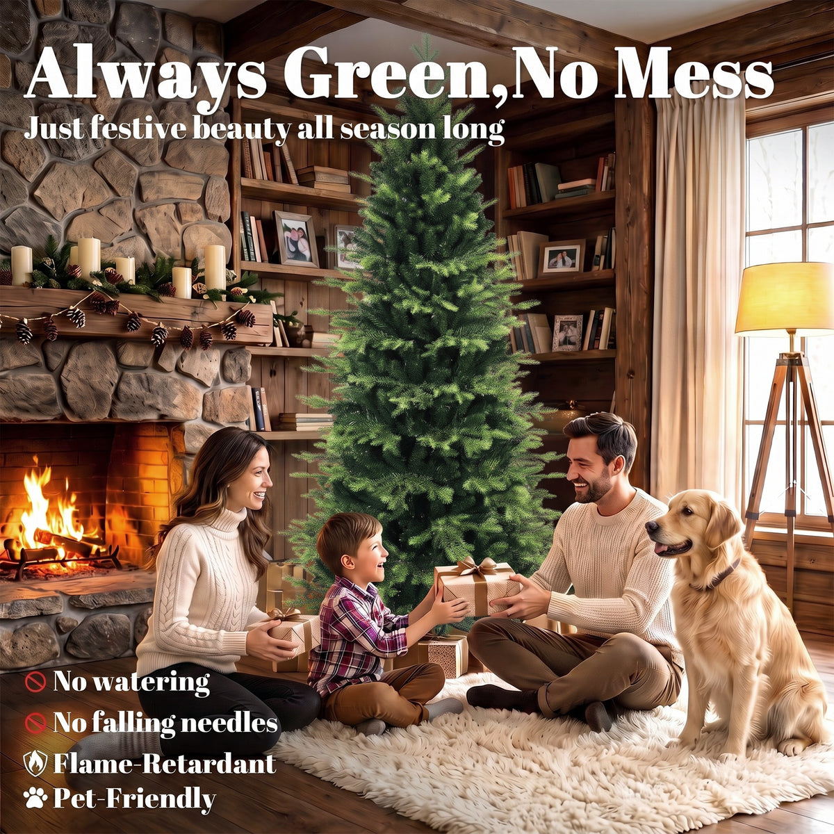 Geneva Fir Hinged Xmas Tree with 1610 Branch Tips, Green