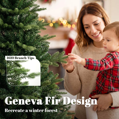 Geneva Fir Hinged Xmas Tree with 1610 Branch Tips, Green
