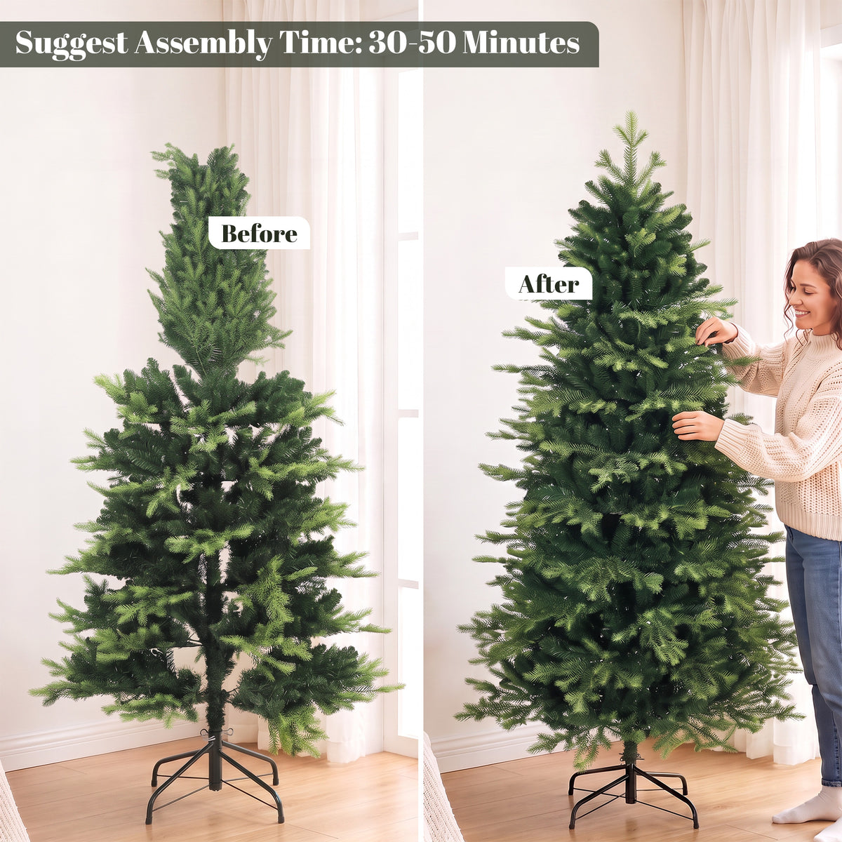 Geneva Fir Hinged Xmas Tree with 1610 Branch Tips, Green