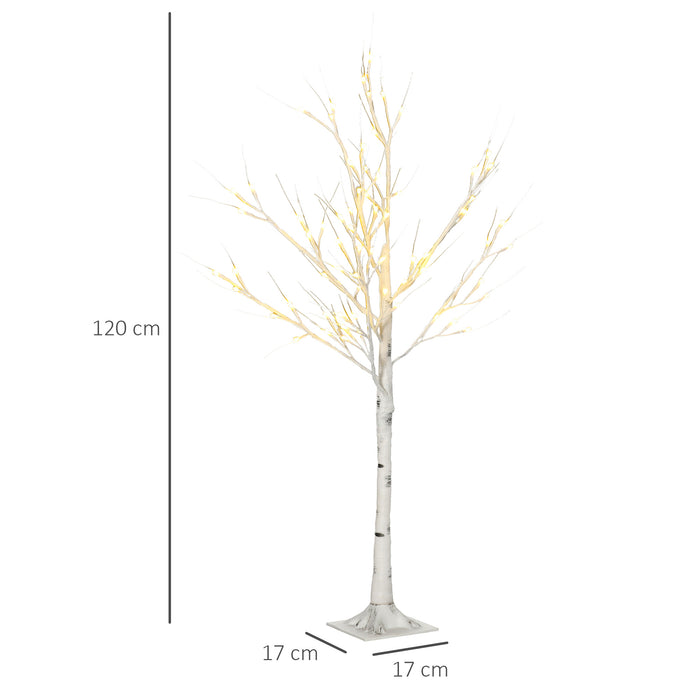 4ft Artificial White Birch Tree Light w/ 72 Warm White Pre-Lit LED Light