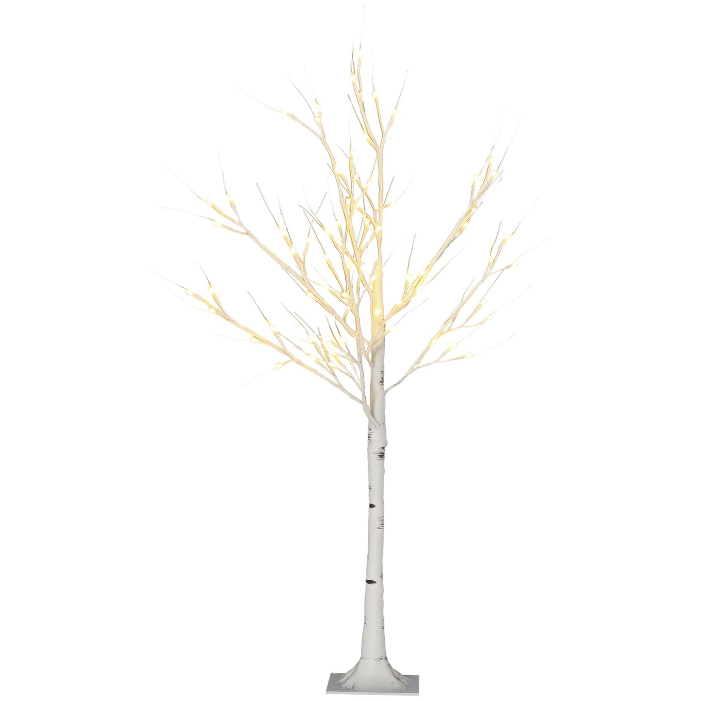 4ft Artificial White Birch Tree Light w/ 72 Warm White Pre-Lit LED Light