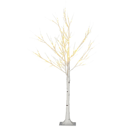 4ft Artificial White Birch Tree Light w/ 72 Warm White Pre-Lit LED Light