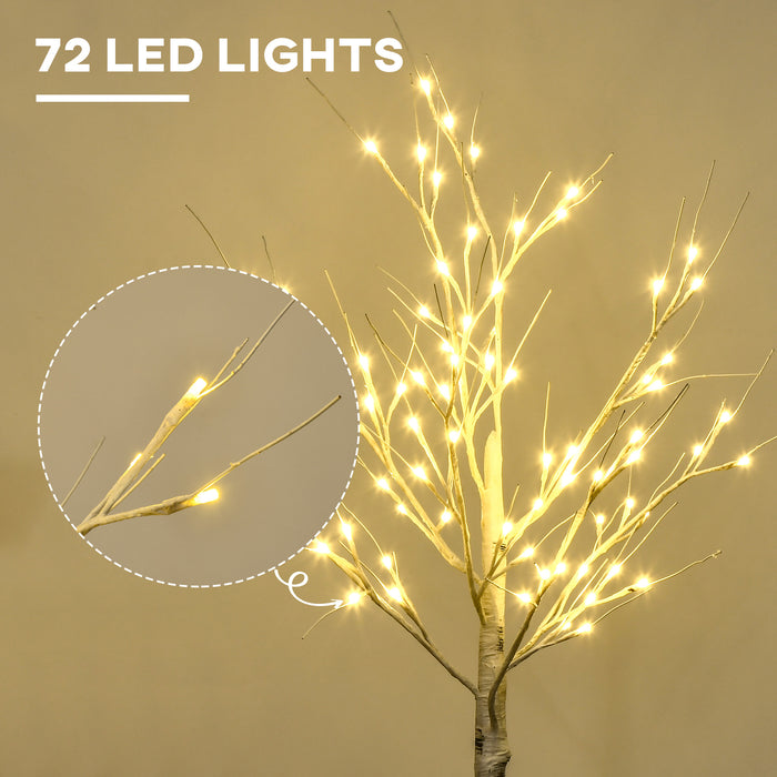 4ft Artificial White Birch Tree Light w/ 72 Warm White Pre-Lit LED Light