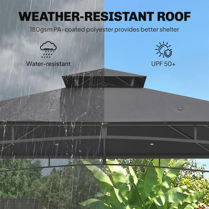 Outsunny 3 x 3 m Gazebo, Outdoor Gazebo Canopy with 2-Tier Roof, Dark Grey