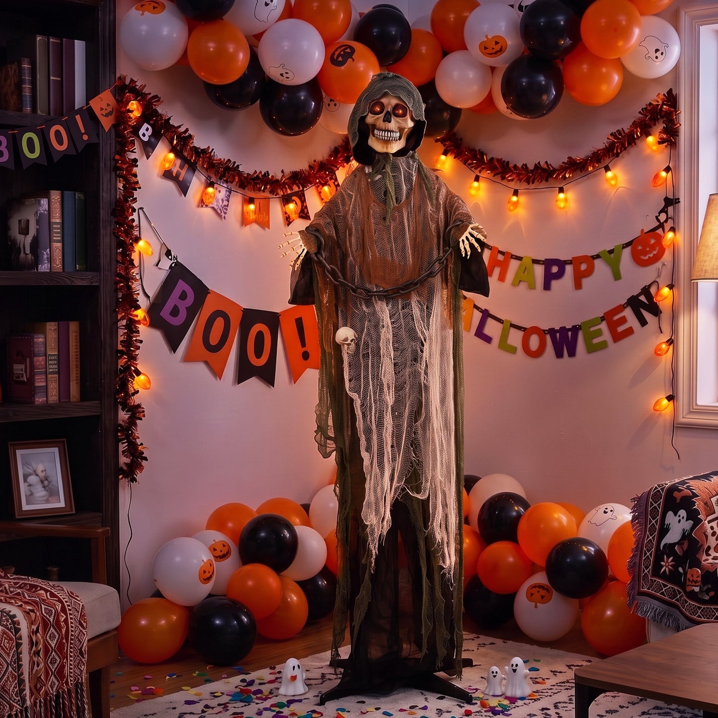 170cm Animated Halloween Grim Reaper for Covered Outdoor