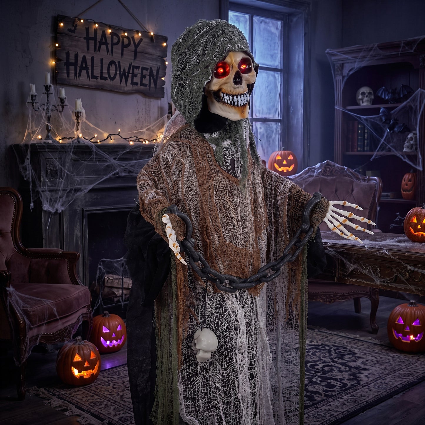 170cm Animated Halloween Grim Reaper for Covered Outdoor