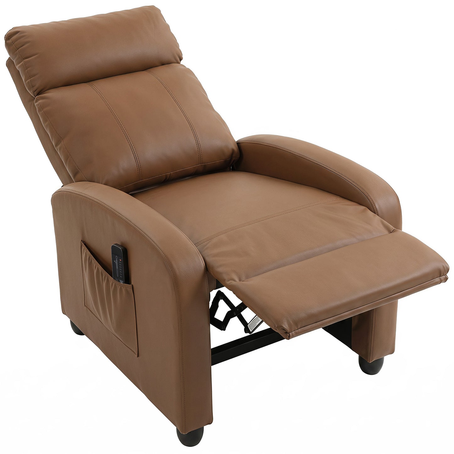 Recliner Sofa Chair PU Leather Massage Armcair w/ Remote, Dark Brown