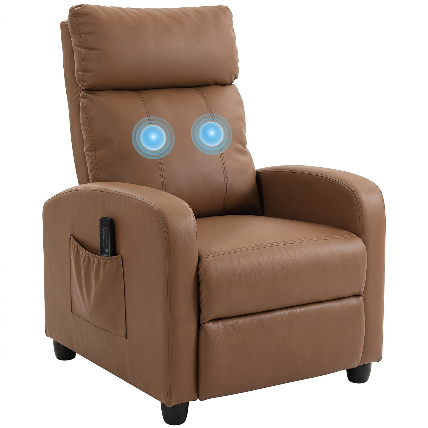 Recliner Sofa Chair PU Leather Massage Armcair w/ Remote, Dark Brown