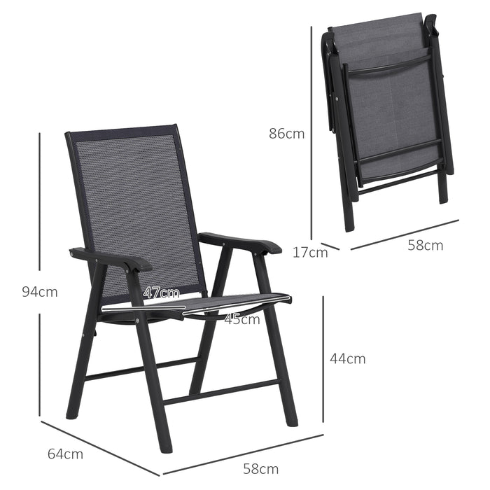 Set of 2 Foldable Metal Garden Chairs Outdoor Patio Park Dining Seat Yard Furniture Grey