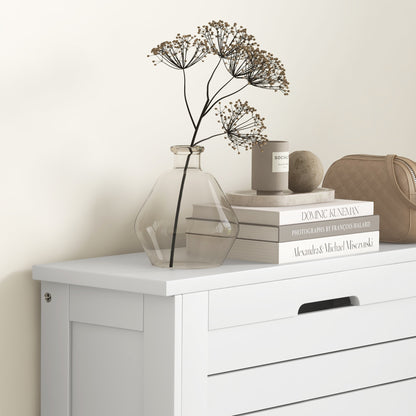 Narrow Shoe Storage Cabinet with 3 Flip Drawers, White