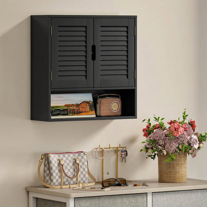 Bathroom Cabinet, Wall Mounted Cabinet with Adjustable Shelves, Black