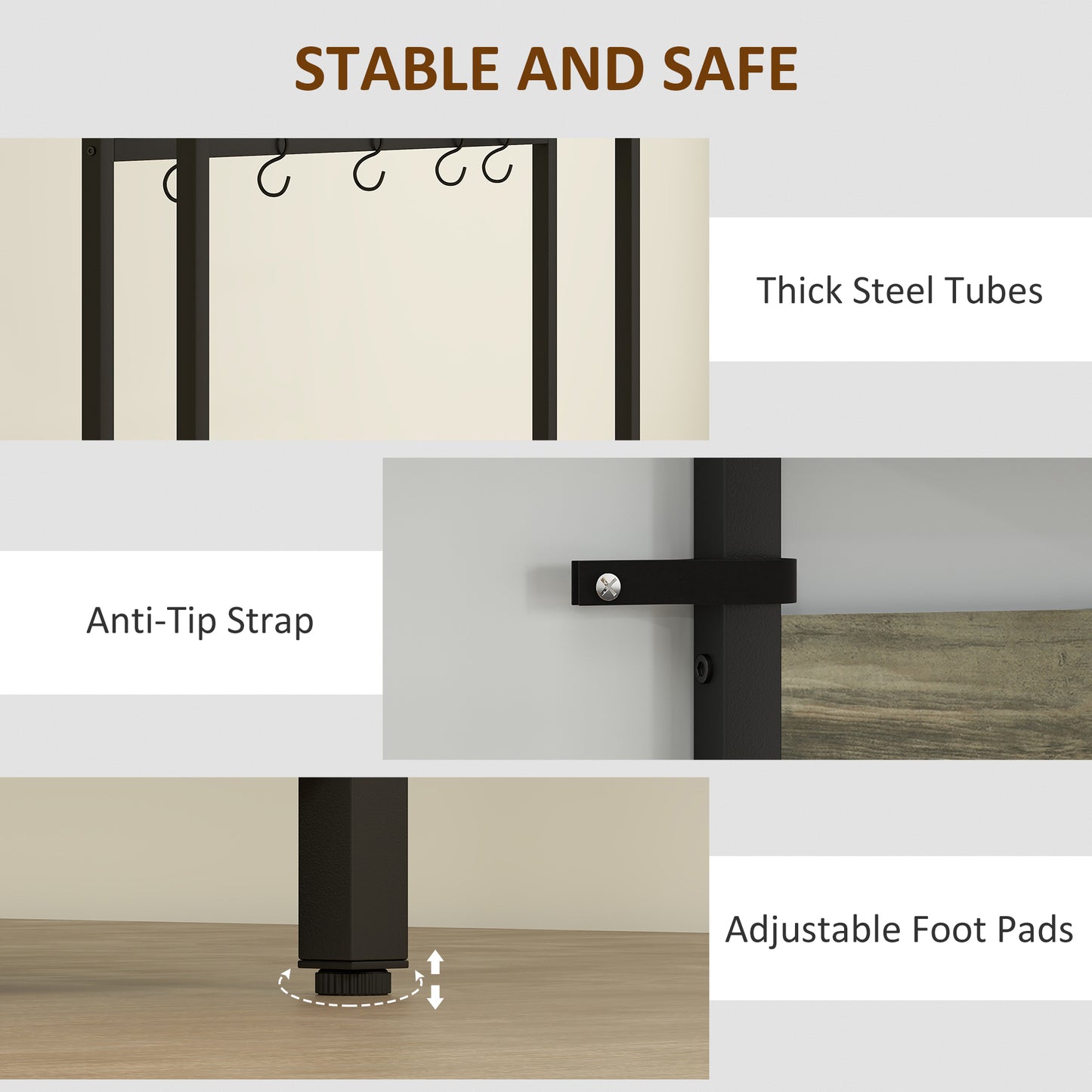 Industrial Hall Tree Coat Rack Stand with Shoe Cabinet Grey