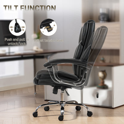 Office Chair 180kg, High Back Desk Chair with Spring Cushion, Black