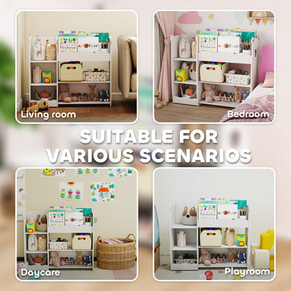 kids Toy storage unit, three tier Kids Bookshelf for Nursery, White