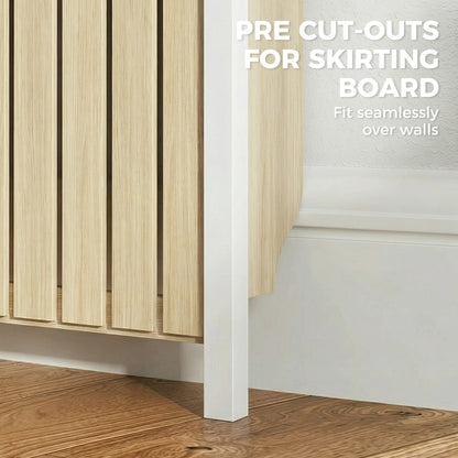 Large Radiator Cover with Drawers and Vertical Slats Oak