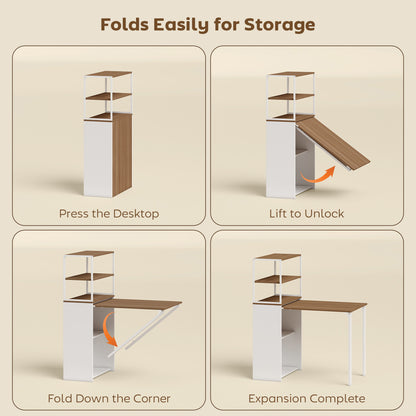 Foldable Computer Desk, Home Office Desk for Small Spaces, Natural