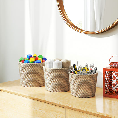 Seagrass Plant Pots Flower Planters Bohemian Style Set of 3 Natural