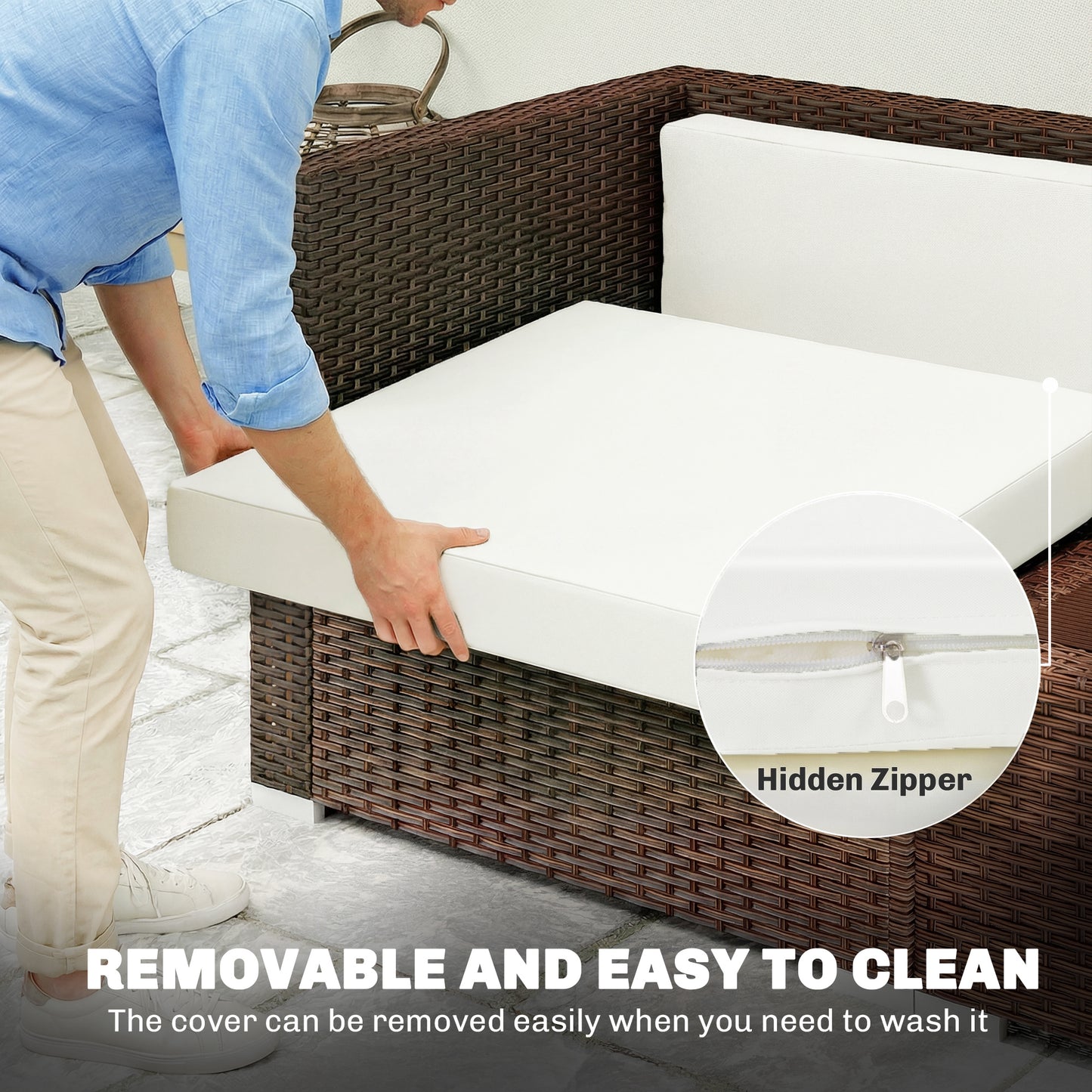 7-Piece Patio Furniture Cushions Water-Repellent 60x60cm, Cream