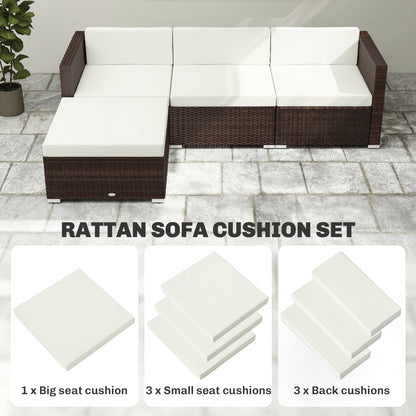 7-Piece Patio Furniture Cushions Water-Repellent 60x60cm, Cream
