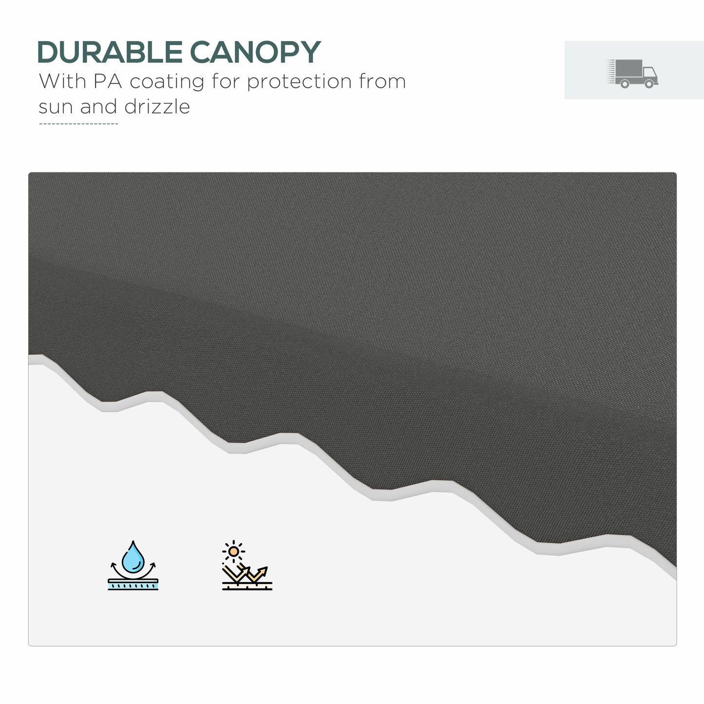2.5m Square Double Top Garden Parasol Cantilever Umbrella with Ruffles, Grey