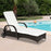 Garden Rattan Furniture Single Sun Lounger Recliner Bed Reclining Chair Patio Outdoor Wicker Weave Adjustable Headrest - Brown