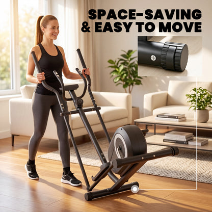 Elliptical Cross Trainer for Home, Quiet Magnetic Elliptical Machine with Bluetooth, App Compatible, 8-Level Adjustable Resistance, LCD Monitor & Pulse Sensor, Wheels, 120KG Load Capacity