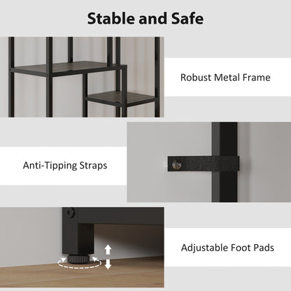 Industrial Bookcase 7-Tier Bookshelf Shelving Unit Grey Black