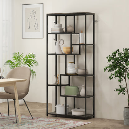Industrial Bookcase 7-Tier Bookshelf Shelving Unit Grey Black