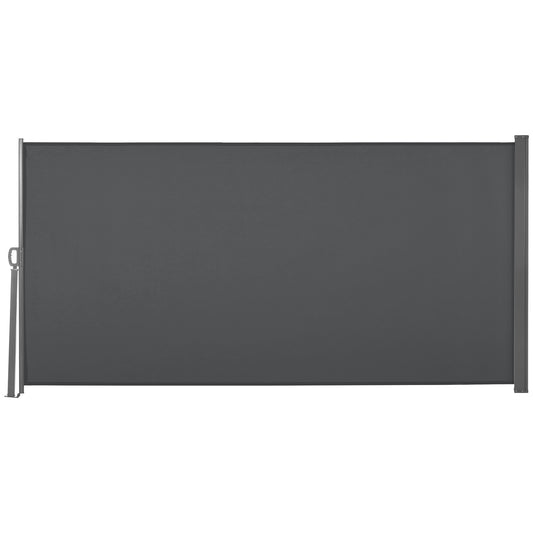 Retractable Sun Side Awning Screen Fence Patio Garden Wall Balcony Screening Panel Outdoor Blind Privacy Divider (3x1.6M, Grey)