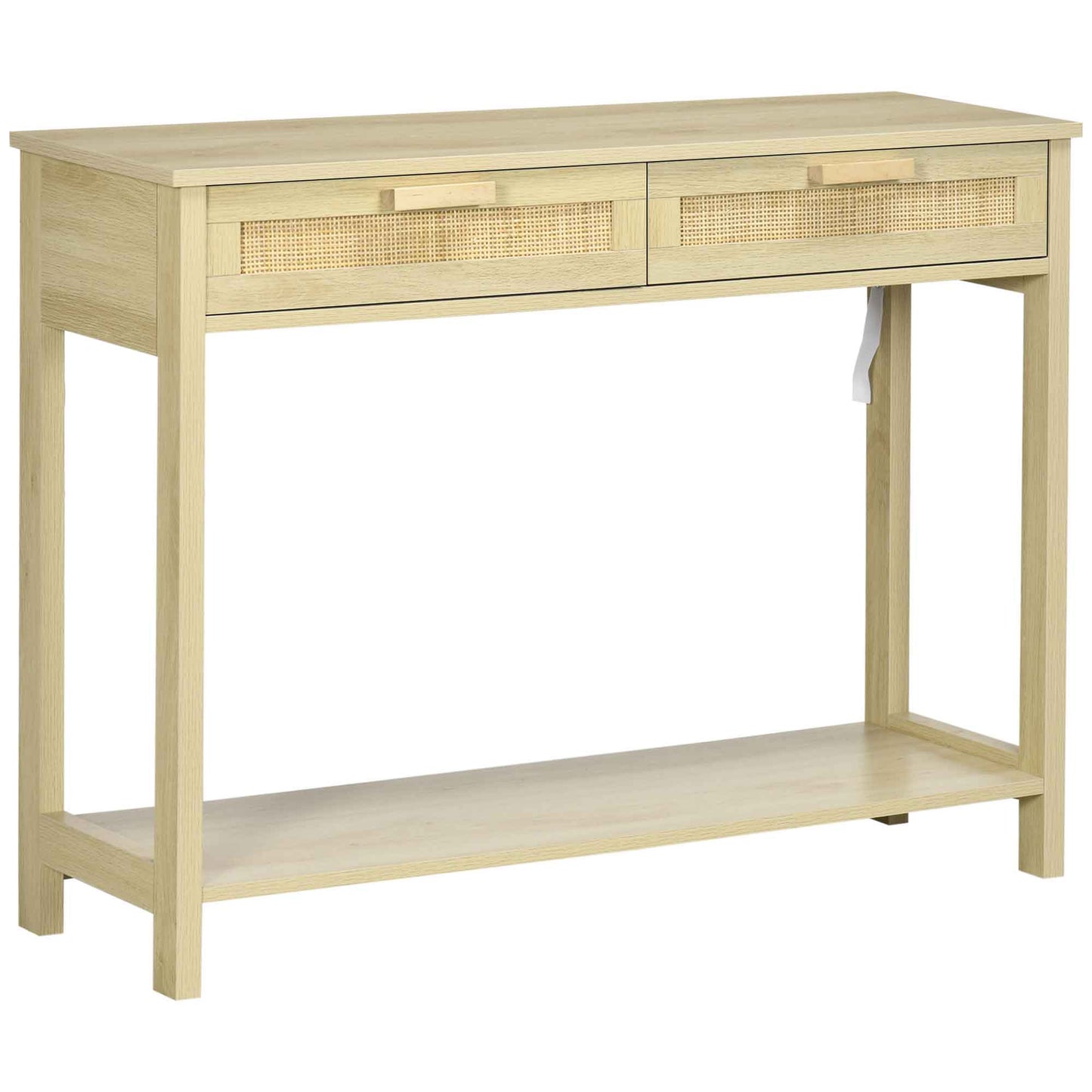 Console Table w/ Storage Shelf 2 Drawers for Entryway Bedroom Natural