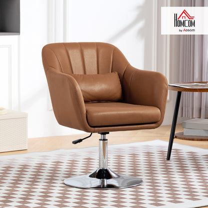 Stylish Retro Swivel Tub Chair Steel Frame Cushion Seat Dark Brown