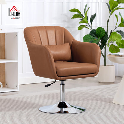 Stylish Retro Swivel Tub Chair Steel Frame Cushion Seat Dark Brown