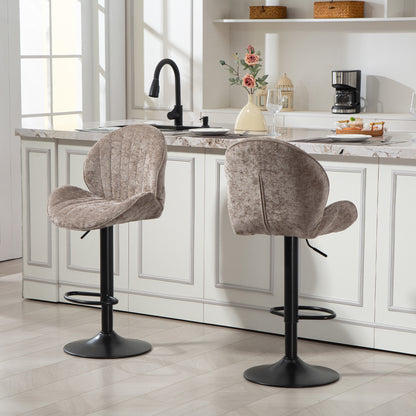 Modern Bar Stools Set of 2, Swivel Counter Height Barstools, Brown