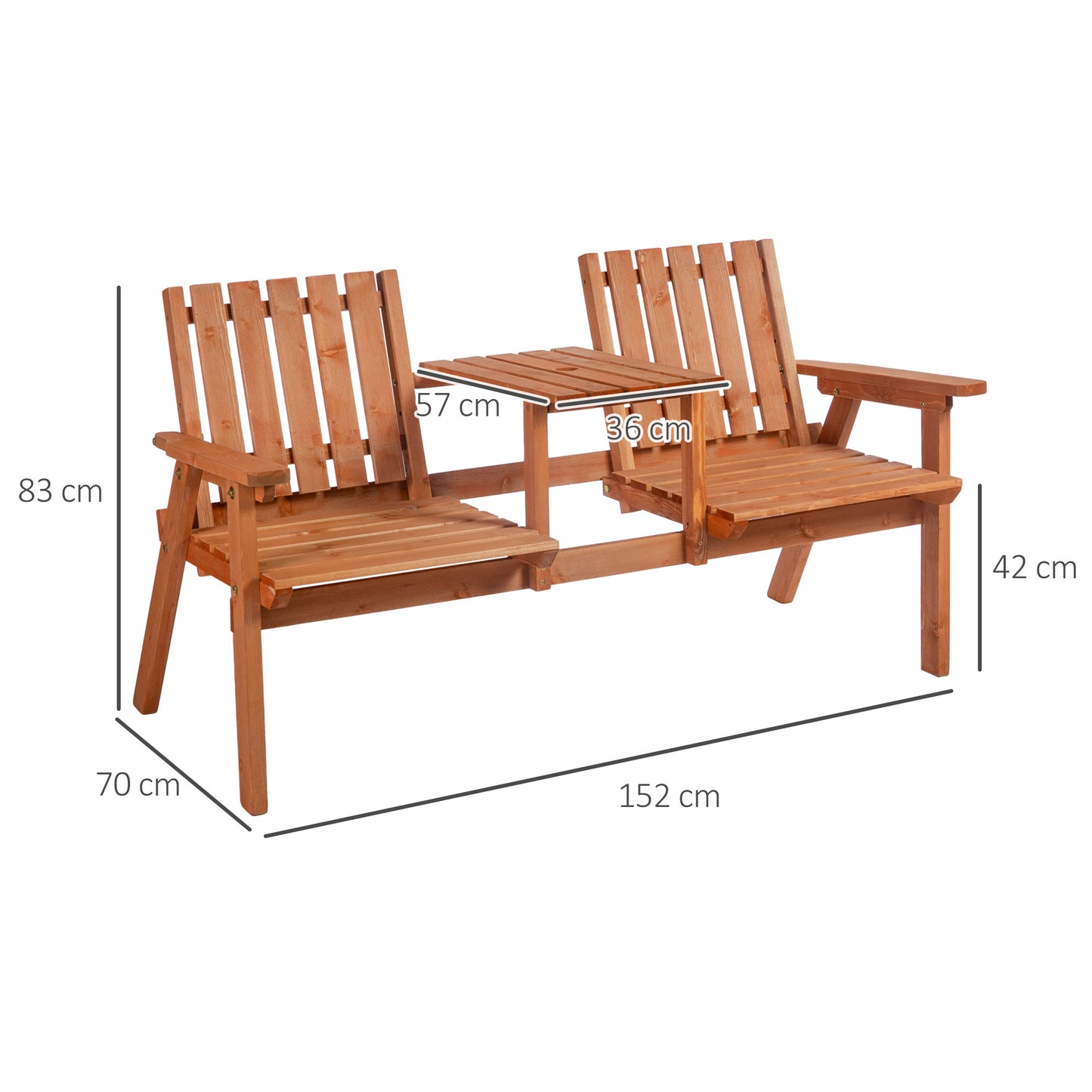 2-Seater Garden Bench Patio Antique Loveseat with Armrest, Steel Orange