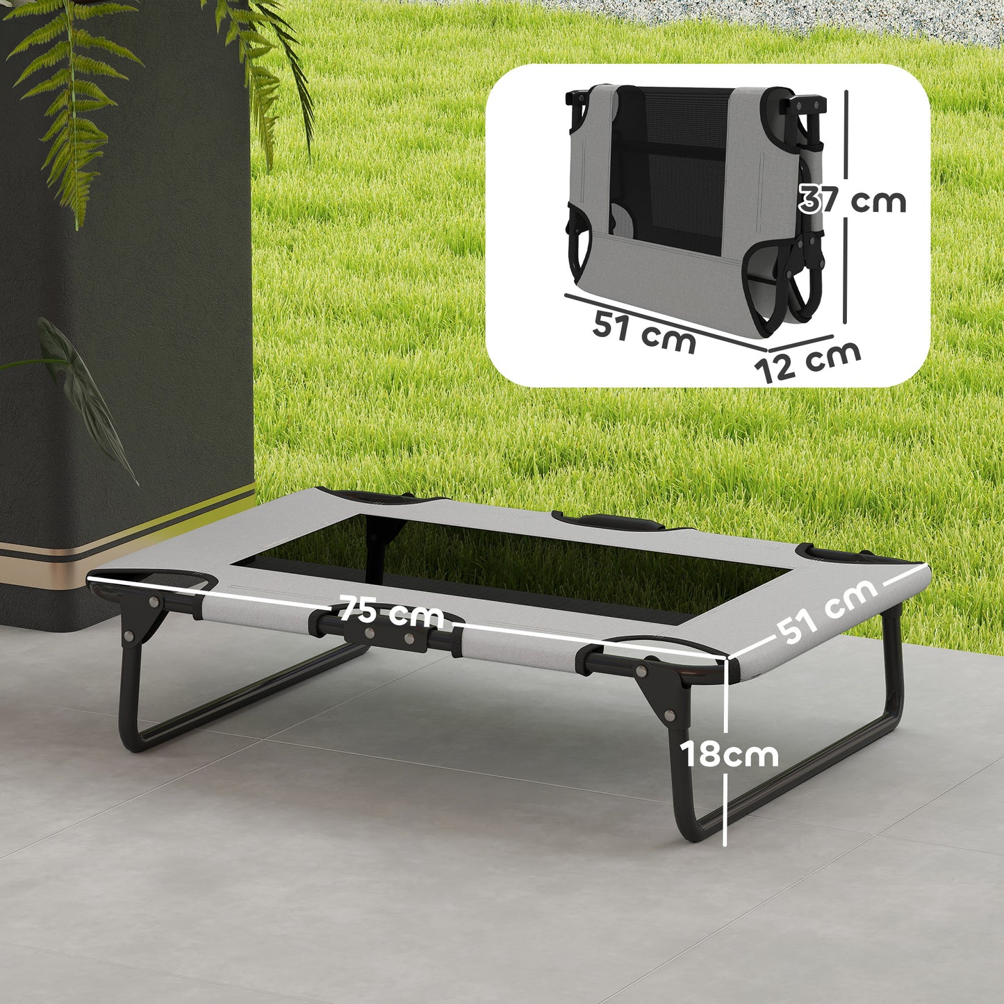 Raised Dog Bed with Breathable Mesh for S & M Dogs, Light Grey