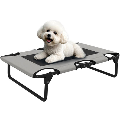 Raised Dog Bed with Breathable Mesh for S & M Dogs, Light Grey