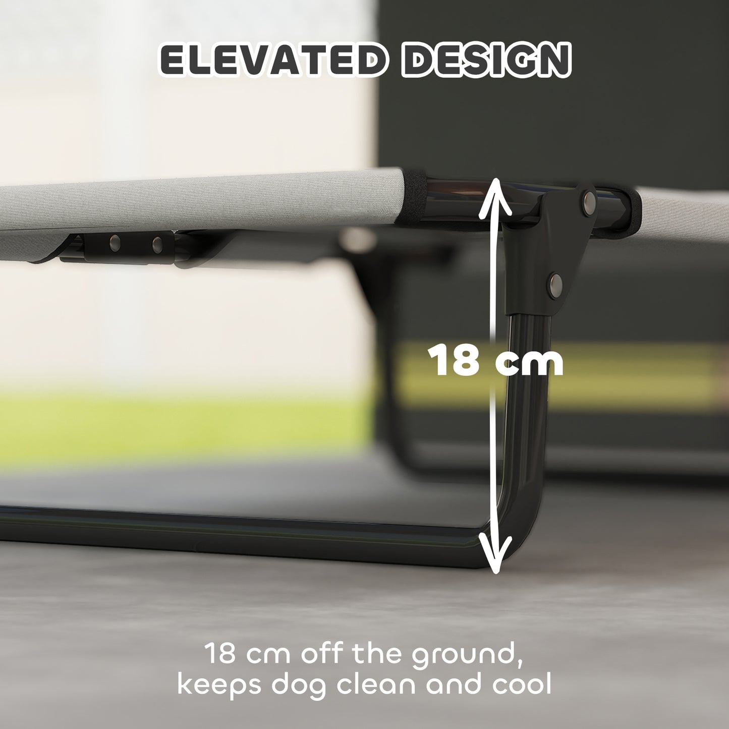 Raised Dog Bed with Breathable Mesh for S & M Dogs, Light Grey