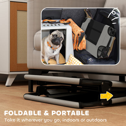 Raised Dog Bed with Breathable Mesh for S & M Dogs, Light Grey