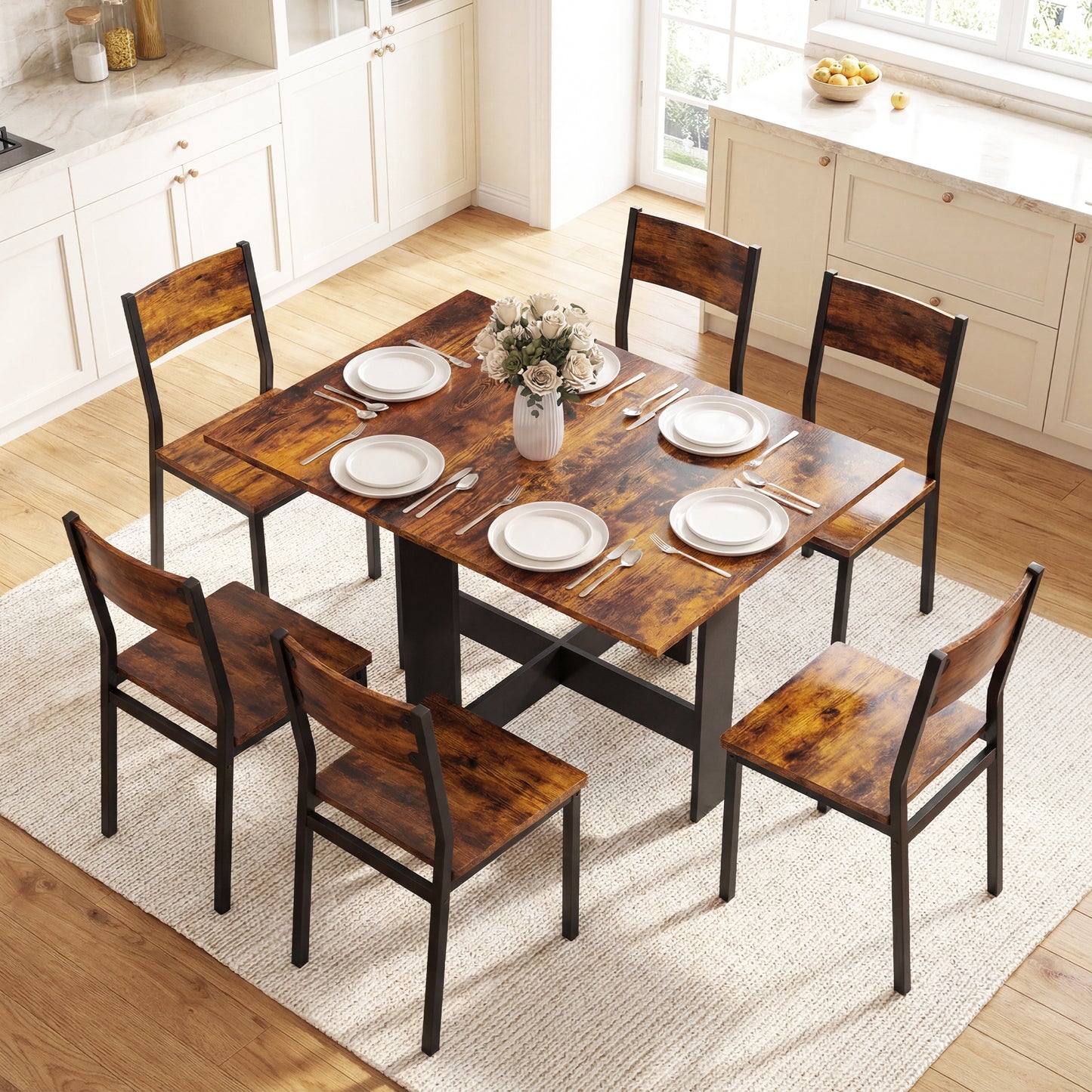 Wooden Folding Table Writing Desk Rustic Brown