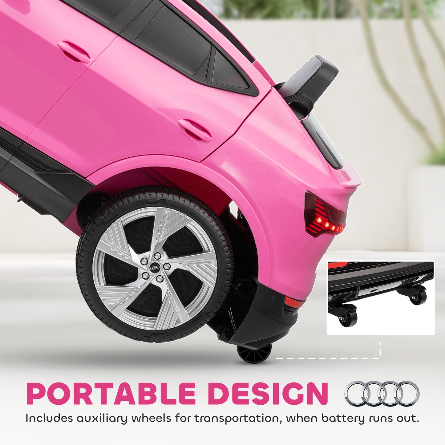 Audi E-tron Licensed 12V Kids Electric Ride on, Electric Car for Kids, with Parental Remote, Music Lights MP3, Suspension Wheels, for 3-5 Years, Pink