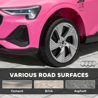 Audi E-tron Licensed 12V Kids Electric Ride on, Electric Car for Kids, with Parental Remote, Music Lights MP3, Suspension Wheels, for 3-5 Years, Pink