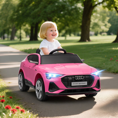 Audi E-tron Licensed 12V Kids Electric Ride on, Electric Car for Kids, with Parental Remote, Music Lights MP3, Suspension Wheels, for 3-5 Years, Pink
