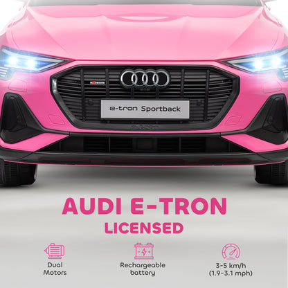 Audi E-tron Licensed 12V Kids Electric Ride on, Electric Car for Kids, with Parental Remote, Music Lights MP3, Suspension Wheels, for 3-5 Years, Pink