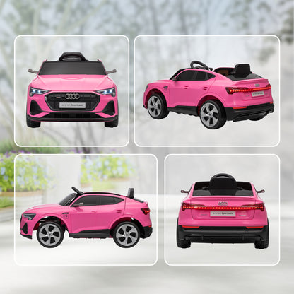 Audi E-tron Licensed 12V Kids Electric Ride on, Electric Car for Kids, with Parental Remote, Music Lights MP3, Suspension Wheels, for 3-5 Years, Pink